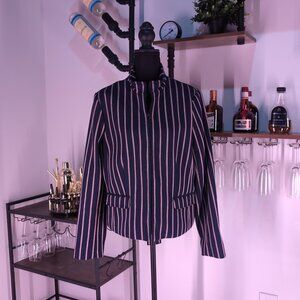 Banana  Republic Striped Zip-front Blazer in navy blue size 12
